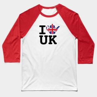 I love UK Union Jack Flag Great Britain British teapot tea Baseball T-Shirt